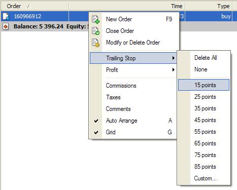 Order Window with Menu and Clicking Trailing Points Limits