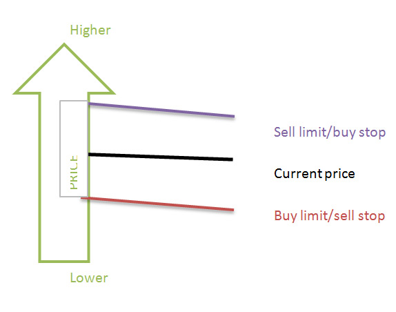 White Colored Image with Green Color Arrow with Higher & Lower Buy & Sell Limit for Online Trading